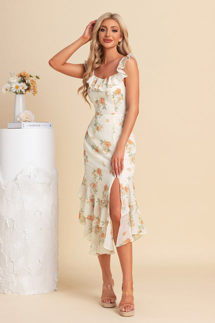 Robe Fourreau Florale Asymétrique - gallery 3