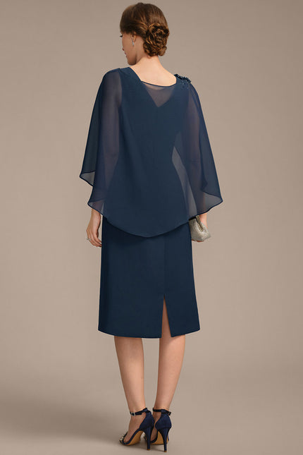 Robe Fourreau Chic Drapé Perlé - gallery 4