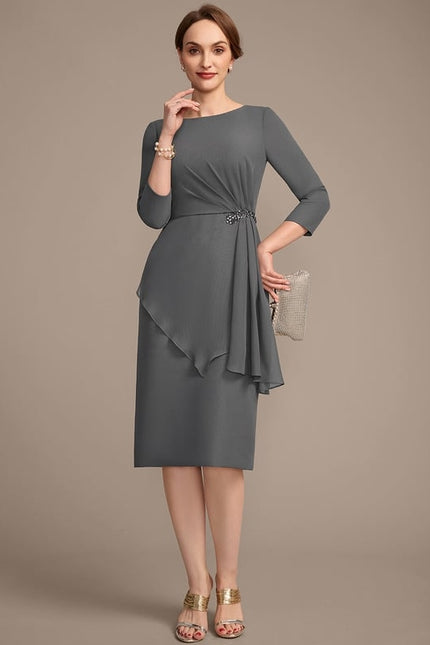 Robe Fourreau Chic Drapé Perlé - gallery 2