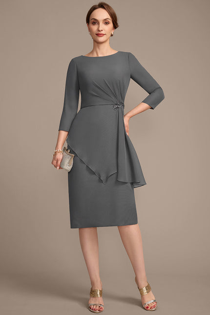 Robe Fourreau Chic Drapé Perlé