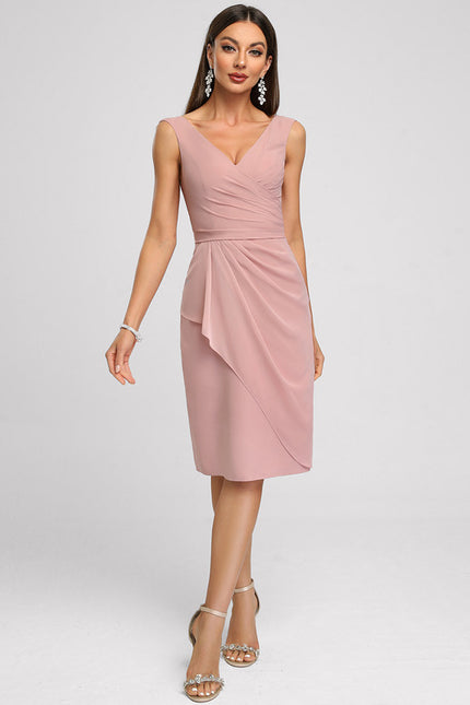 Robe Fourreau Drapée Rose - gallery 7