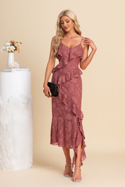 Robe Fourreau Asymétrique Bordeaux