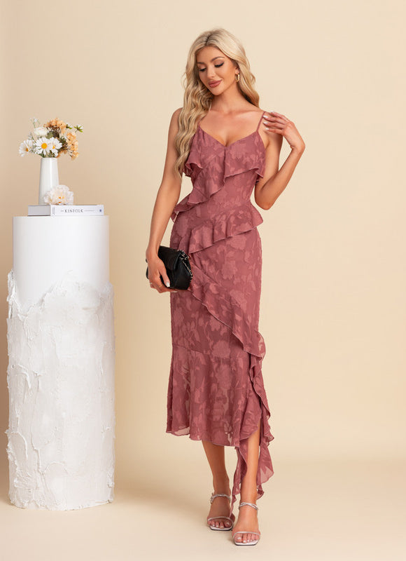 Robe Fourreau Asymétrique Bordeaux