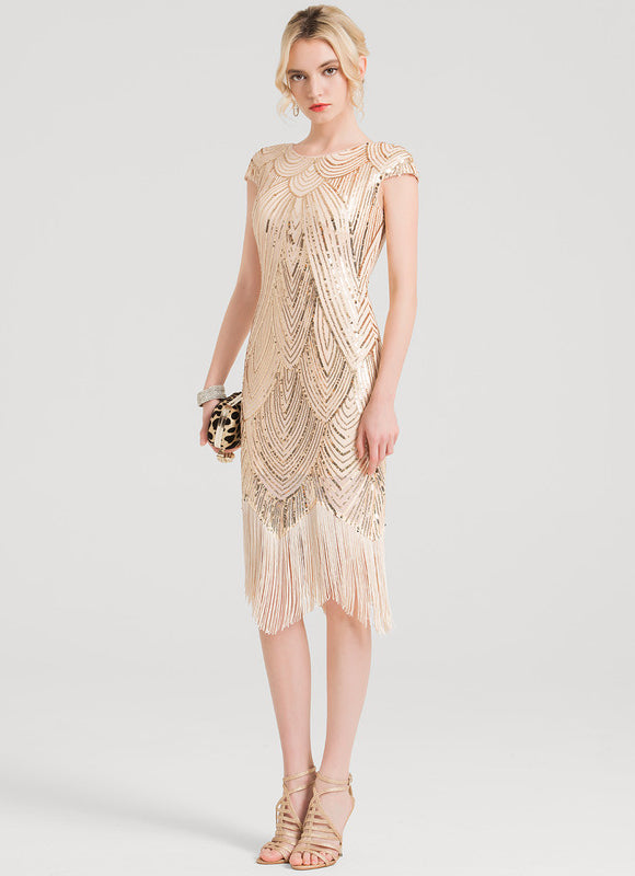 Robe Fourreau Paillette Art Déco - gallery 2