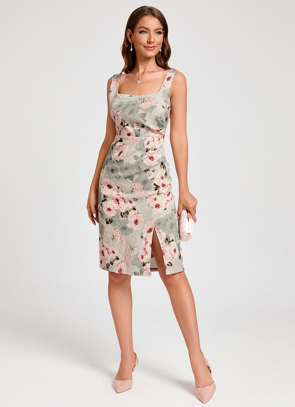 Robe Fourreau Cocktail Florale - gallery 6