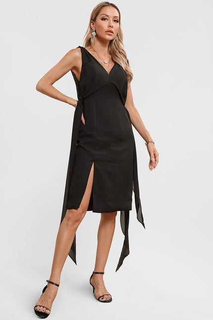 Robe Fourreau Élégante Manches Bouffantes