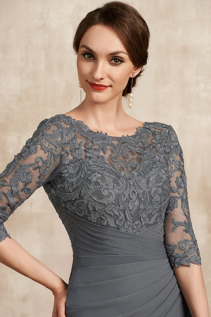 Robe Fourreau Dentelle Grise - gallery 1