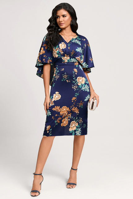 Robe Fourreau Fleur De Satin