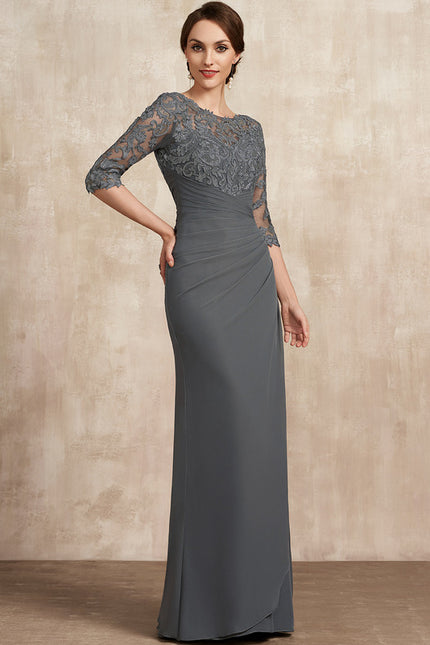 Robe Fourreau Dentelle Grise - gallery 3