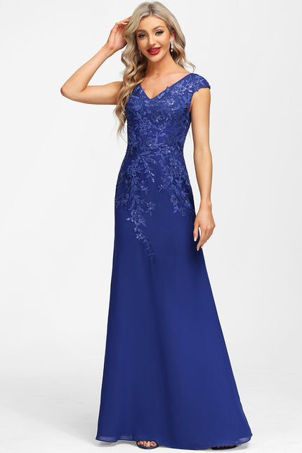 Robe Fourreau Soirée Marine Scintillante - gallery 4