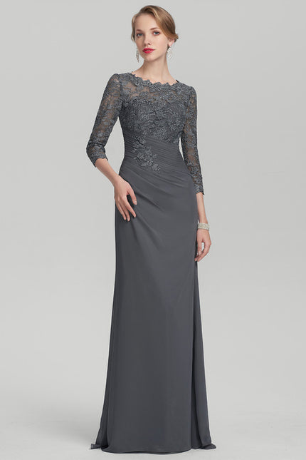 Robe Fourreau Dentelle Grise