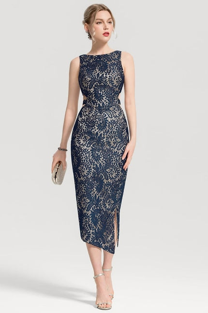 Robe Fourreau Mystère Marine