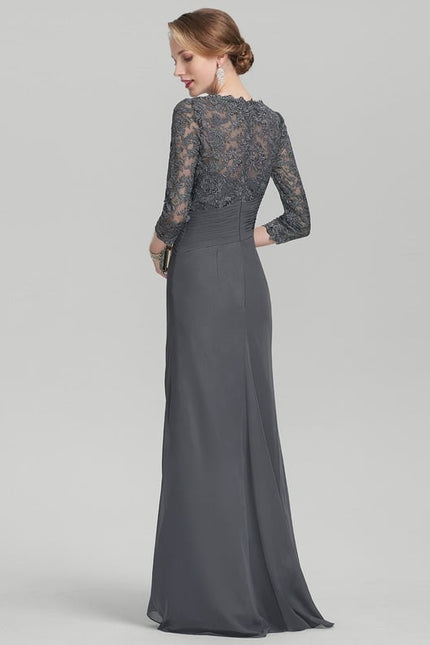 Robe Fourreau Dentelle Grise - gallery 3