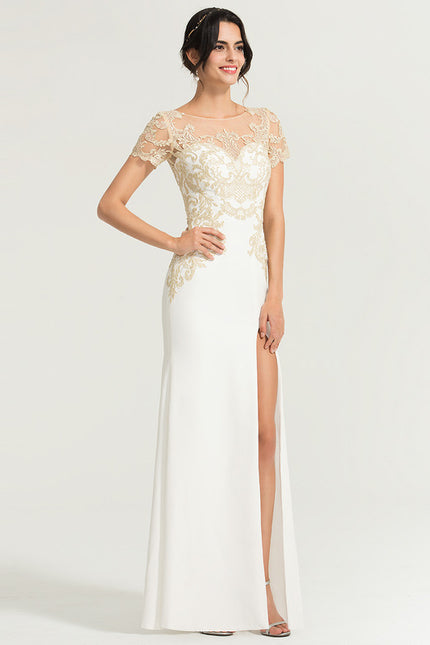 Robe Fourreau Élégante Écrue - gallery 1