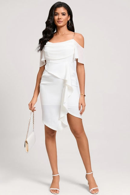 Robe Fourreau Écrue Flottante - gallery 3