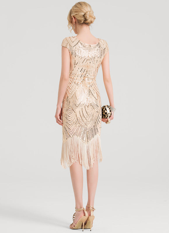 Robe Fourreau Paillette Art Déco - gallery 3