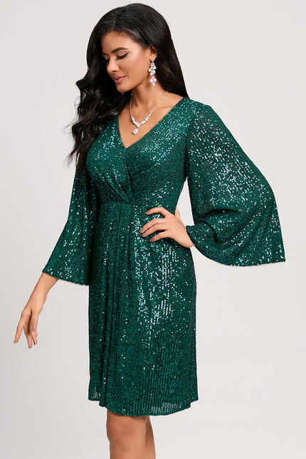 Robe Fourreau Émeraude Volants - gallery 4