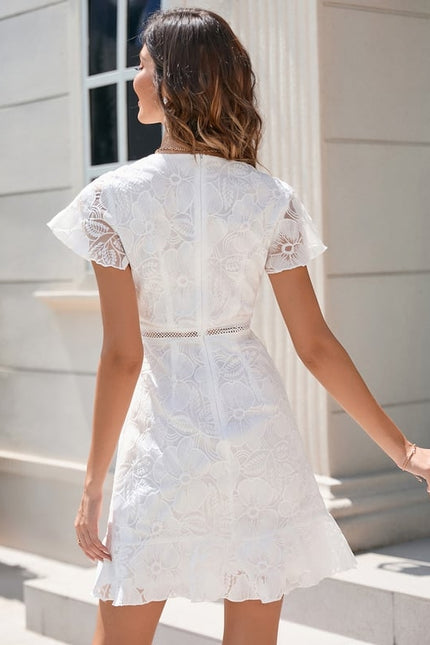 Robe Fourreau Dentelle Écrue - gallery 3