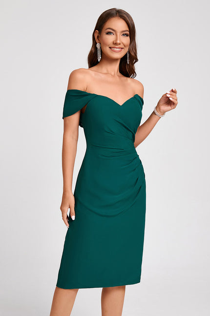 Robe Fourreau Émeraude Drapée - gallery 2