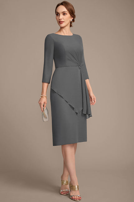 Robe Fourreau Chic Drapé Perlé - gallery 5