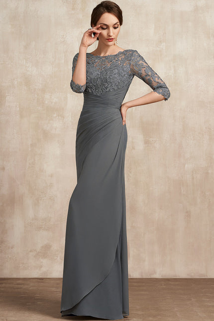 Robe Fourreau Dentelle Grise - gallery 2