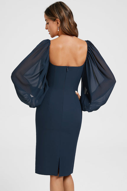 Robe Fourreau Élégante Manches Bouffantes - gallery 3