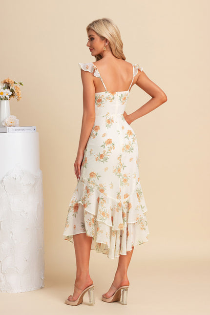 Robe Fourreau Florale Asymétrique - gallery 1