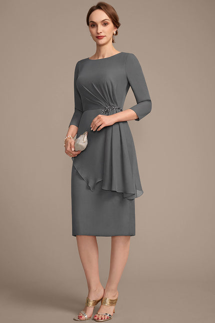 Robe Fourreau Chic Drapé Perlé - gallery 4