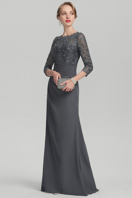 Robe Fourreau Dentelle Grise - gallery 1