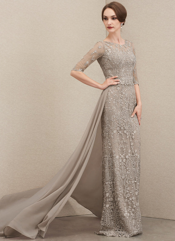 Robe Fourreau Grise Éclatante - gallery 1