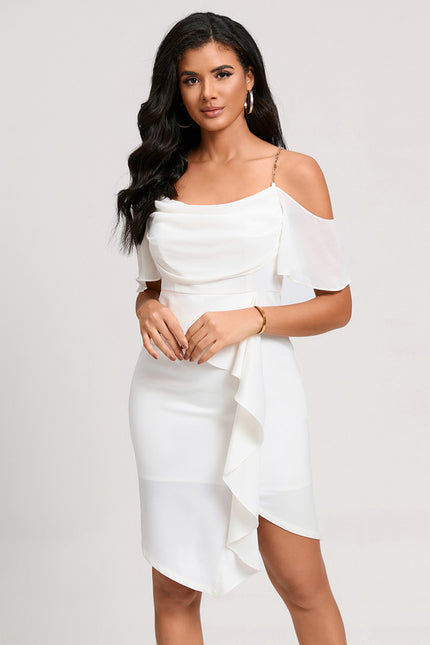 Robe Fourreau Écrue Flottante - gallery 1