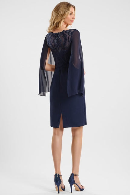 Robe Fourreau Vaporeuse Marine - gallery 4