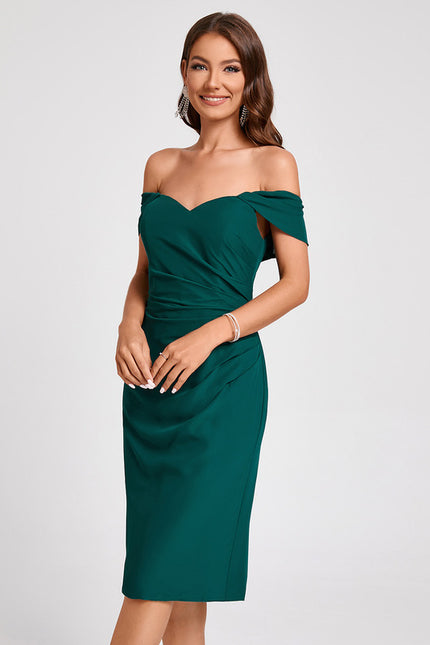 Robe Fourreau Émeraude Drapée