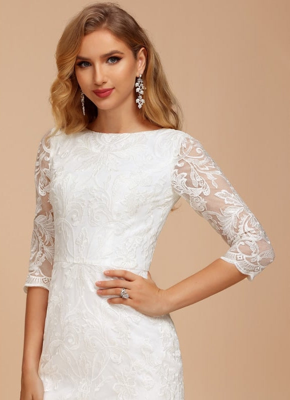 Robe Fourreau Creme - gallery 5