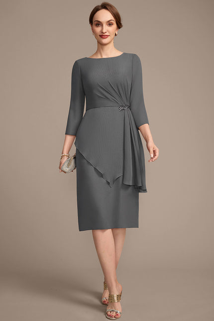 Robe Fourreau Chic Drapé Perlé - gallery 1