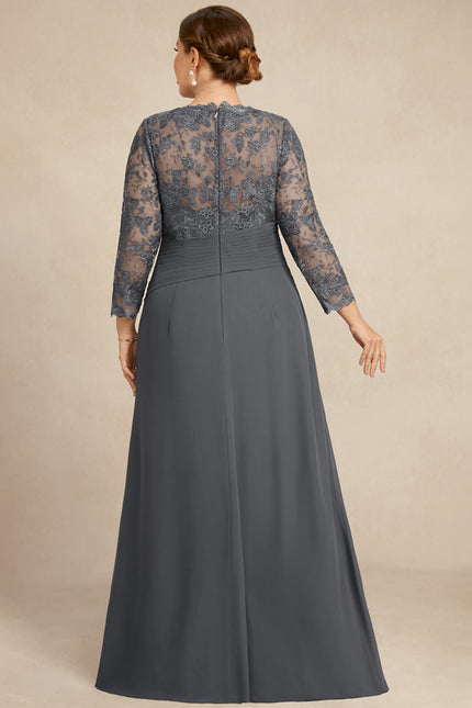 Robe Fourreau Dentelle Grise - gallery 7