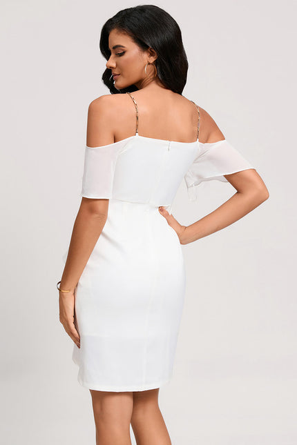 Robe Fourreau Écrue Flottante - gallery 2