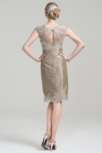 Robe Fourreau Dentelle Beige - gallery 6