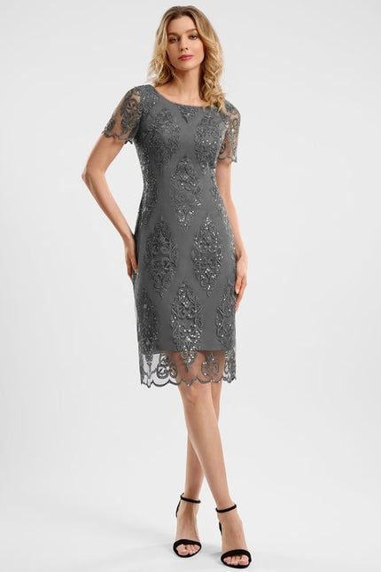 Robe Fourreau Grise - gallery 1