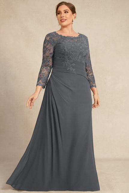 Robe Fourreau Dentelle Grise - gallery 4