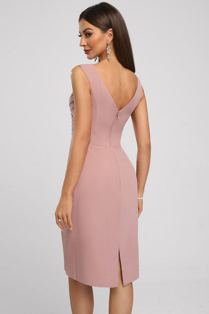 Robe Fourreau Drapée Rose - gallery 4