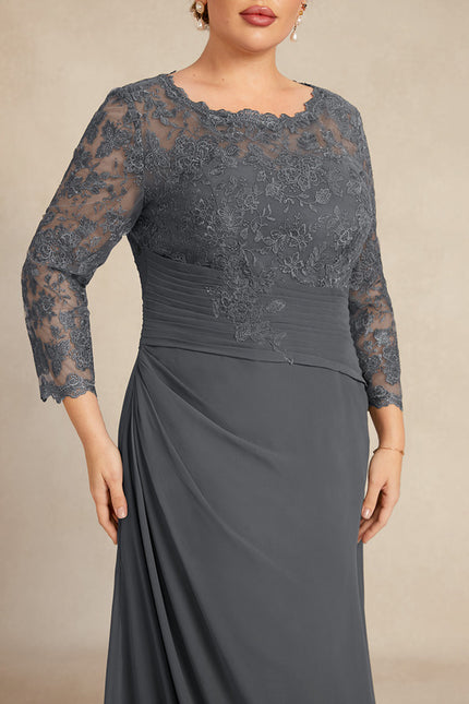 Robe Fourreau Dentelle Grise - gallery 9