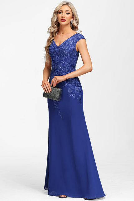 Robe Fourreau Soirée Marine Scintillante - gallery 5