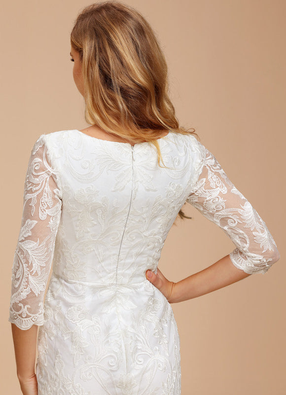 Robe Fourreau Creme - gallery 4