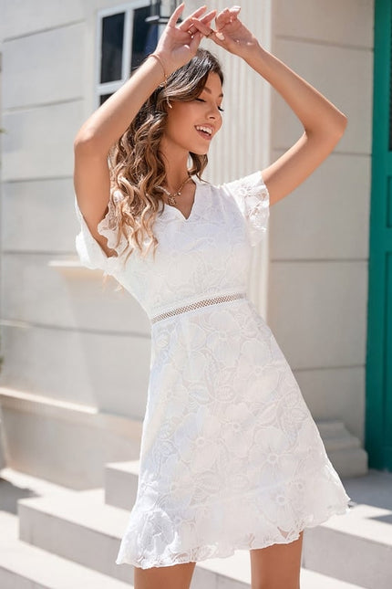 Robe Fourreau Dentelle Écrue - gallery 2