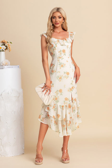 Robe Fourreau Florale Asymétrique - gallery 6