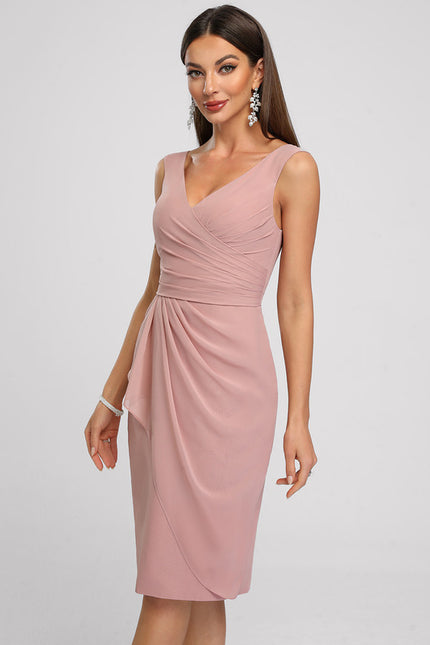 Robe Fourreau Drapée Rose - gallery 5