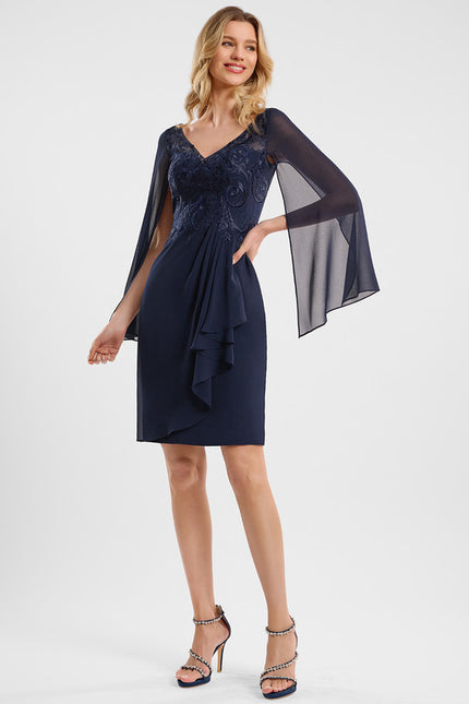 Robe Fourreau Vaporeuse Marine