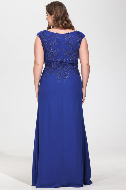 Robe Fourreau Soirée Marine Scintillante - gallery 8