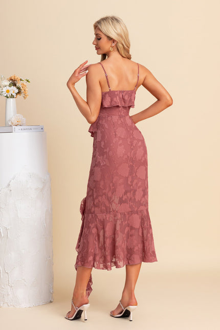 Robe Fourreau Asymétrique Bordeaux - gallery 1